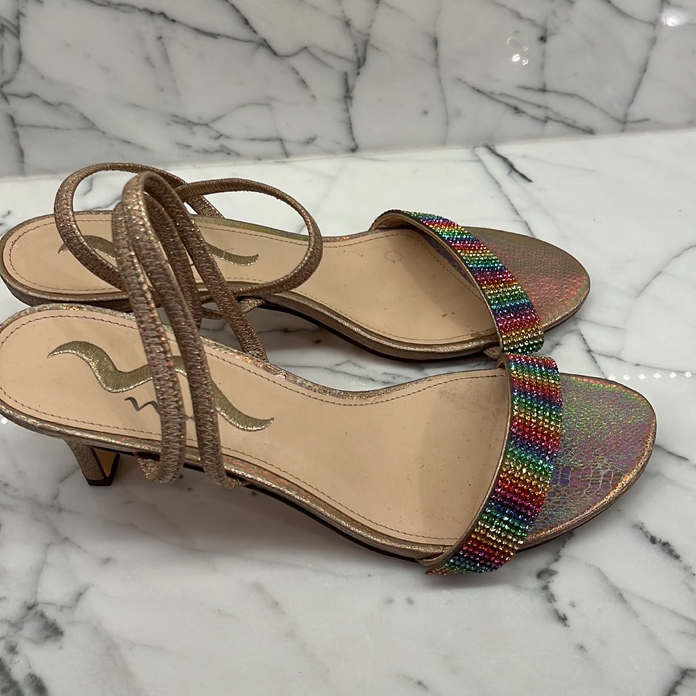 Nina rainbow crystal strappy sandals